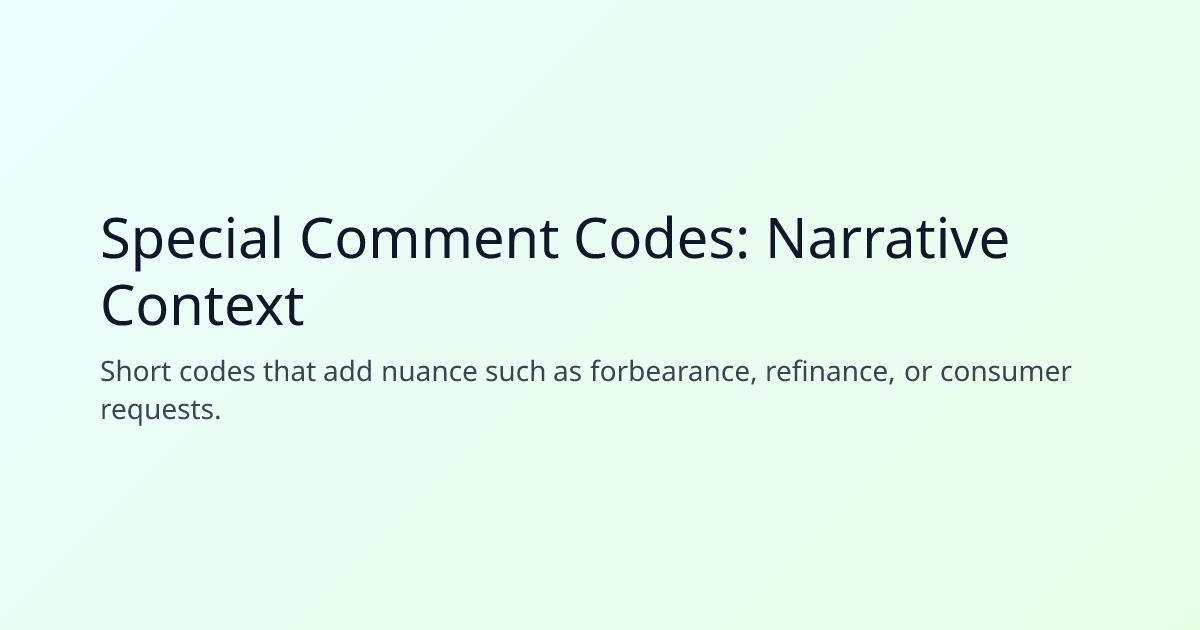 Special Comment Codes: Narrative Context